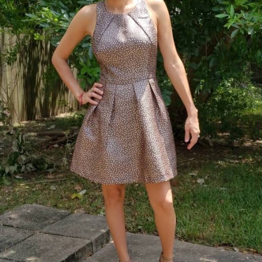 Gianni Bini brown gold formal sparkle dress